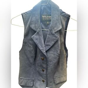 Wilson vintage blue Button-Up leather Vest